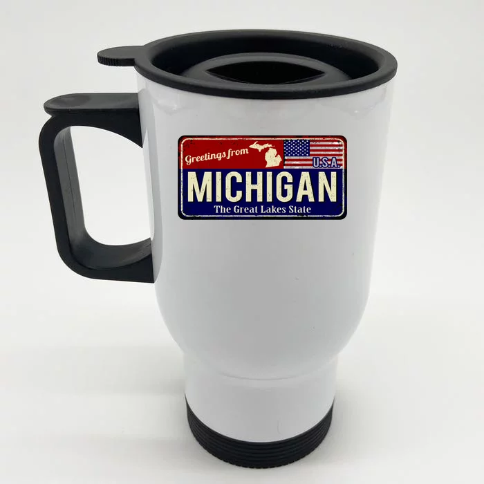 Vintage Michigan Sign Front & Back Stainless Steel Travel Mug