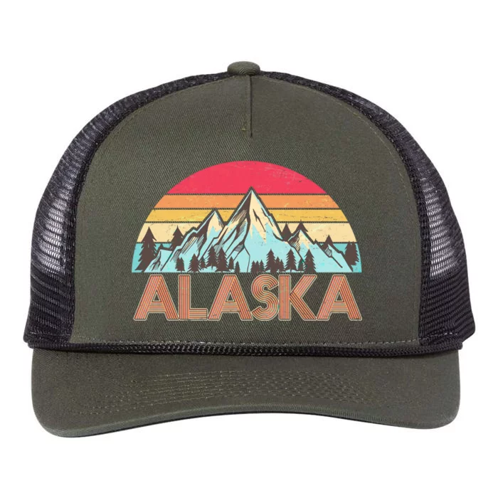 Vintage Mountains Of Alaska Retro Rope Trucker Hat Cap