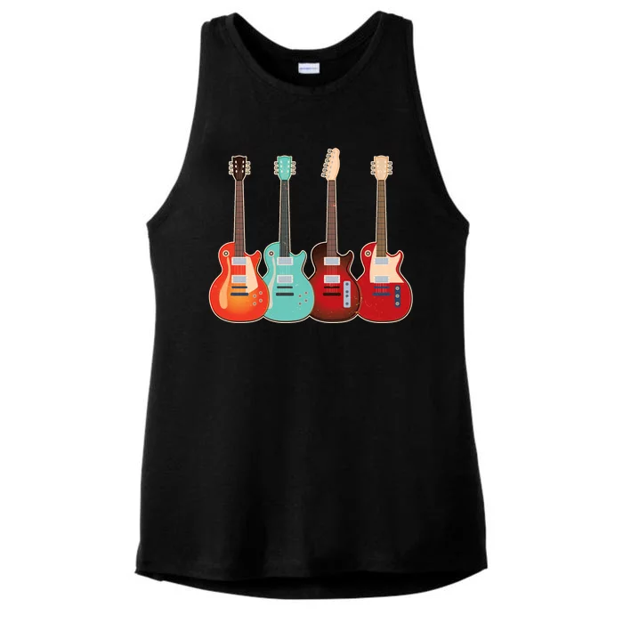 Vintage Multi Guitars Music Ladies Tri-Blend Wicking Tank