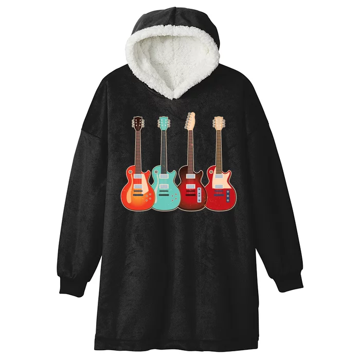 Vintage Multi Guitars Music Hooded Wearable Blanket