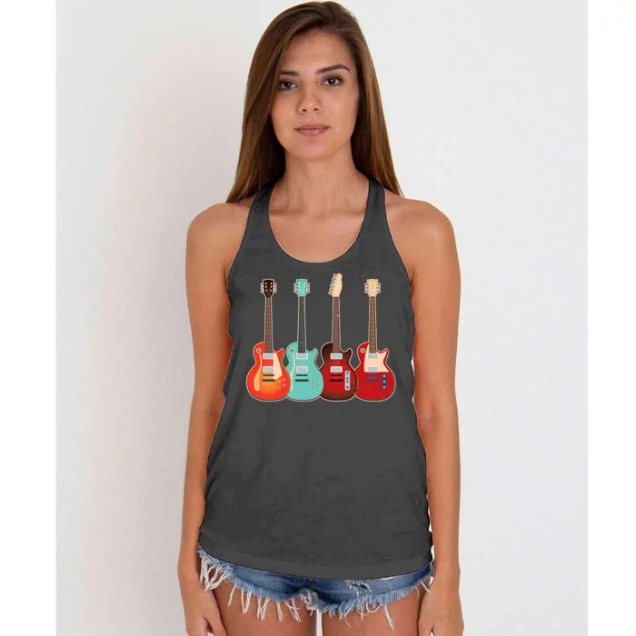 Vintage Multi Guitars Music Women's Knotted Racerback Tank