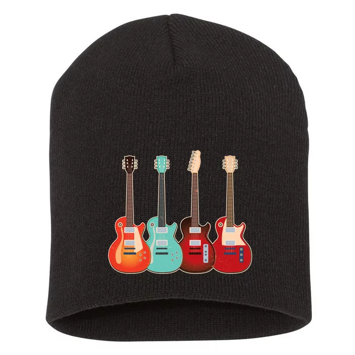 Vintage Multi Guitars Music Short Acrylic Beanie