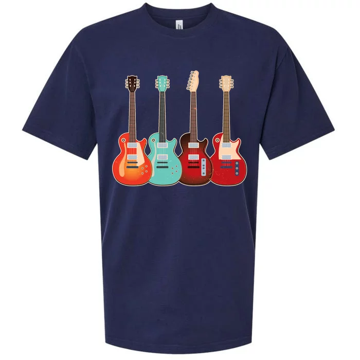 Vintage Multi Guitars Music Sueded Cloud Jersey T-Shirt