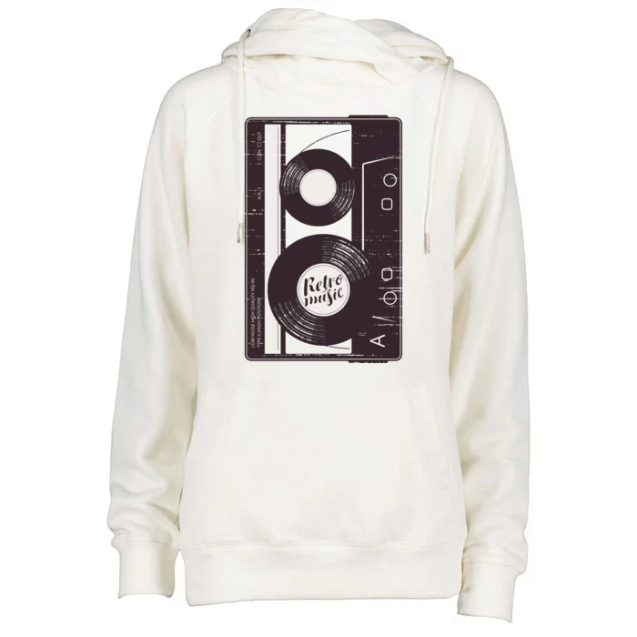 Vintage Music Cassette Tape Classic Womens Funnel Neck Pullover Hood