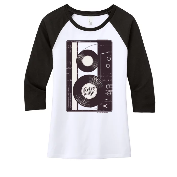 Vintage Music Cassette Tape Classic Women's Tri-Blend 3/4-Sleeve Raglan Shirt