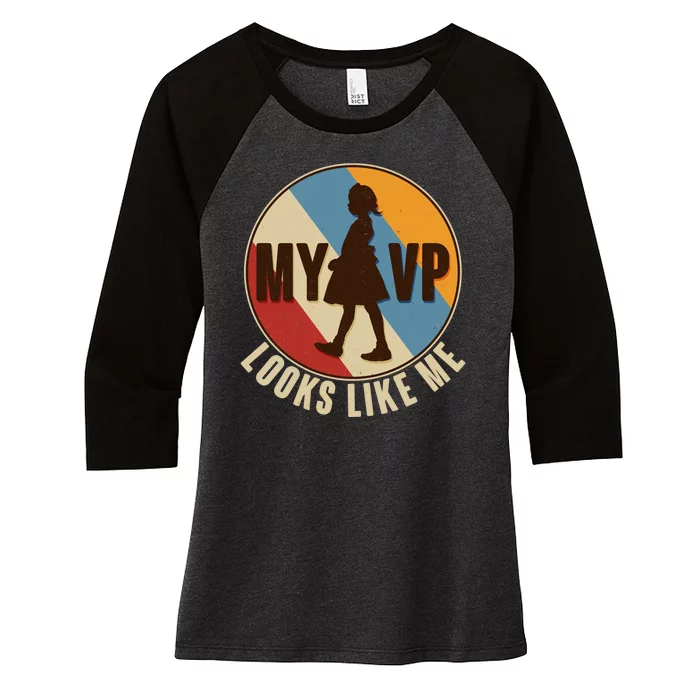 Vintage My VP Looks Like Me Ruby Bridges Emblem Women's Tri-Blend 3/4-Sleeve Raglan Shirt