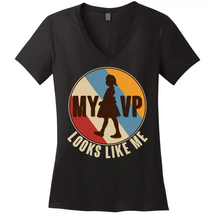 Vintage My VP Looks Like Me Ruby Bridges Emblem Women's V-Neck T-Shirt