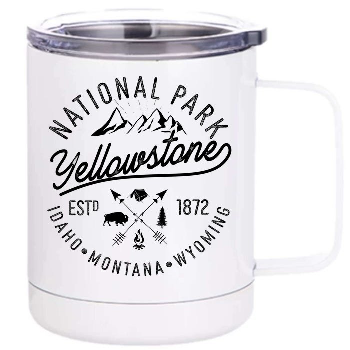 Vintage National Park Yellowstone Estd 1872 Logo Front & Back 12oz Stainless Steel Tumbler Cup