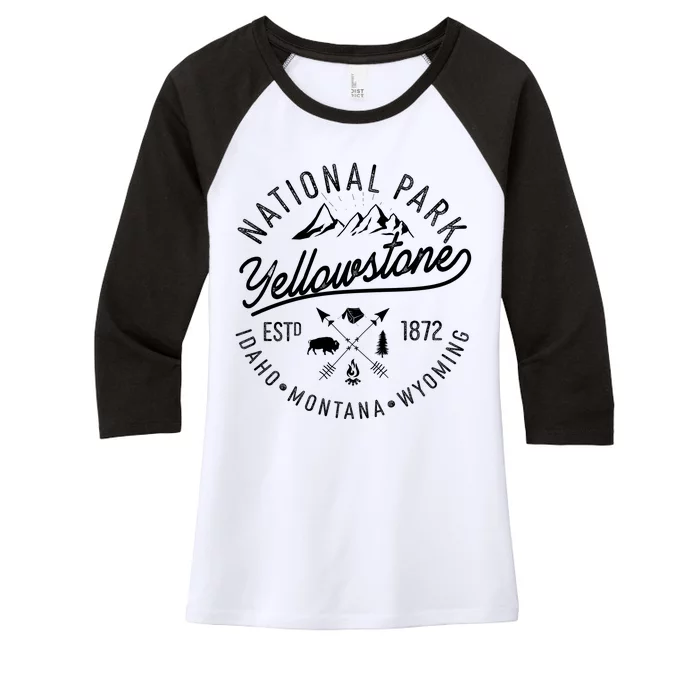 Vintage National Park Yellowstone Estd 1872 Logo Women's Tri-Blend 3/4-Sleeve Raglan Shirt