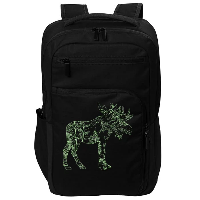 Vintage Nature Lover Moose Forest Impact Tech Backpack