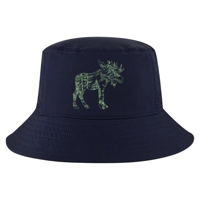 Vintage Nature Lover Moose Forest Cool Comfort Performance Bucket Hat