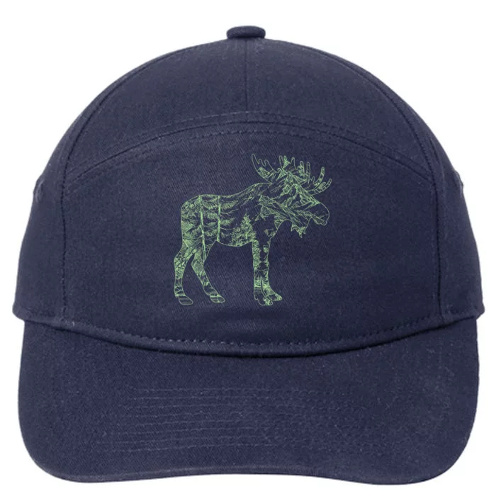 Vintage Nature Lover Moose Forest 7-Panel Snapback Hat