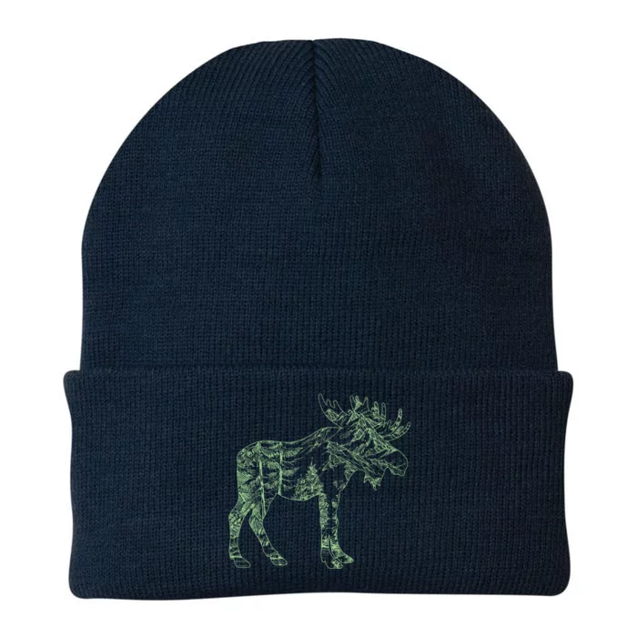 Vintage Nature Lover Moose Forest Knit Cap Winter Beanie