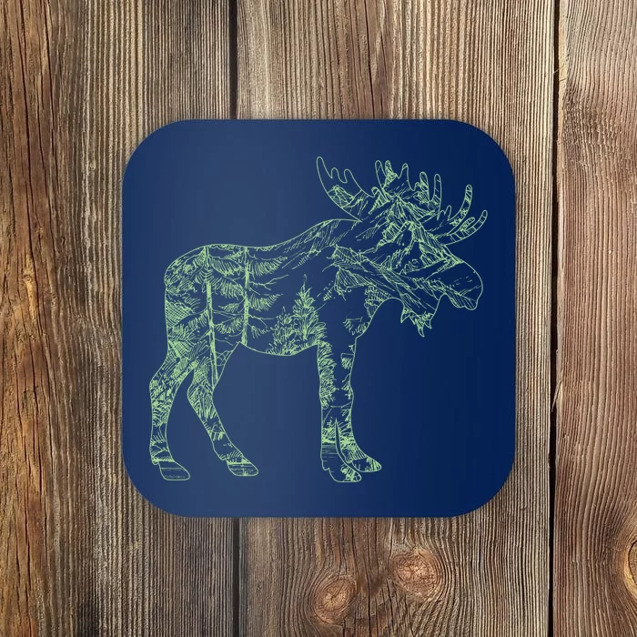 Vintage Nature Lover Moose Forest Coaster