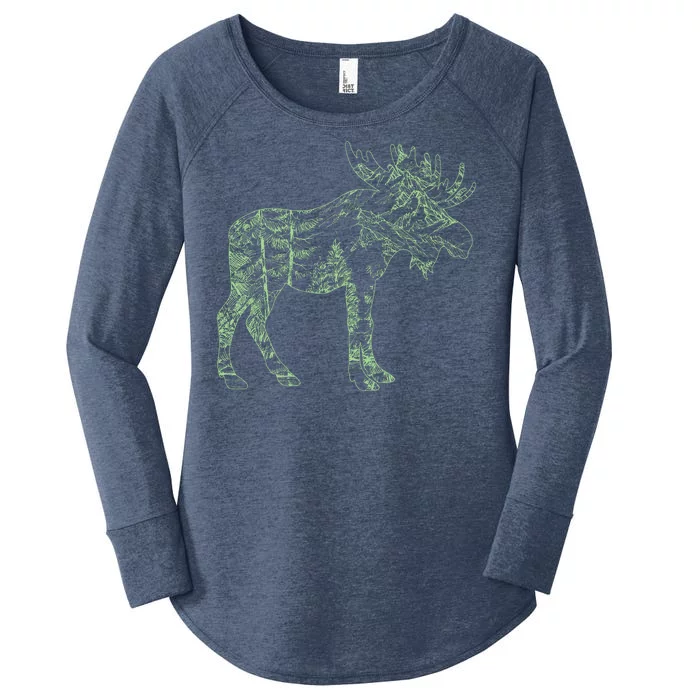 Vintage Nature Lover Moose Forest Women's Perfect Tri Tunic Long Sleeve Shirt