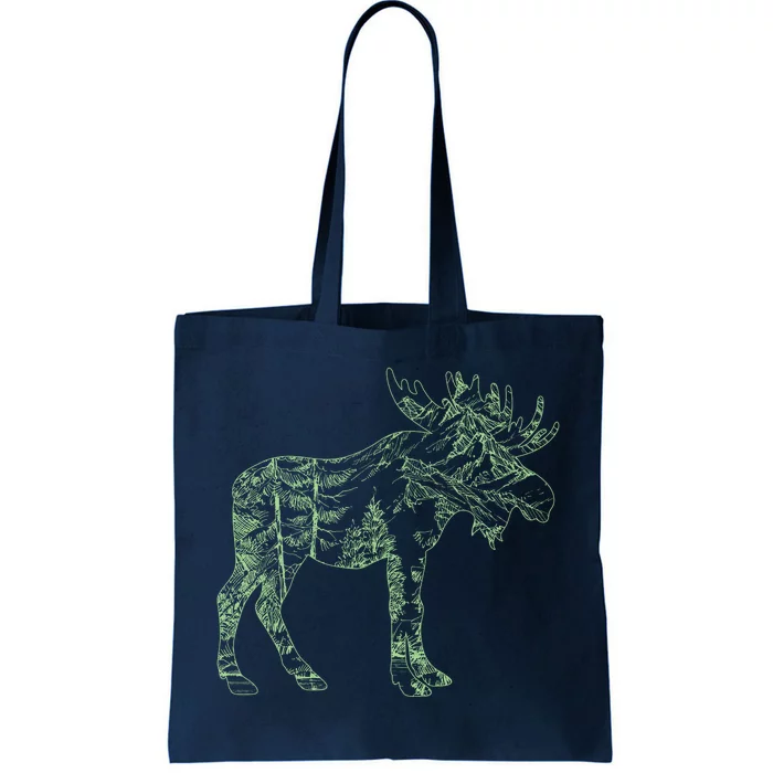 Vintage Nature Lover Moose Forest Tote Bag