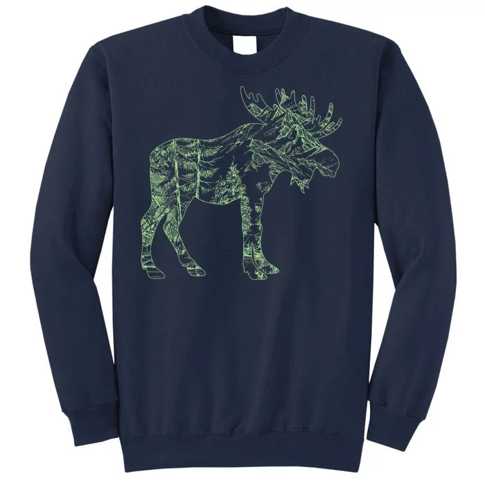 Vintage Nature Lover Moose Forest Tall Sweatshirt