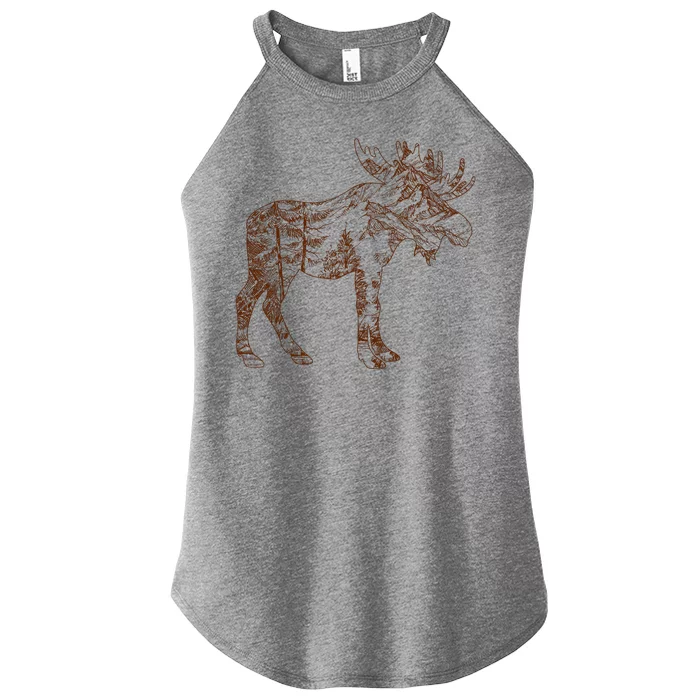 Vintage Nature Lover Moose Forest Women’s Perfect Tri Rocker Tank