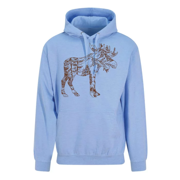 Vintage Nature Lover Moose Forest Unisex Surf Hoodie