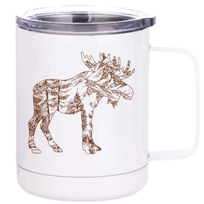 Vintage Nature Lover Moose Forest Front & Back 12oz Stainless Steel Tumbler Cup