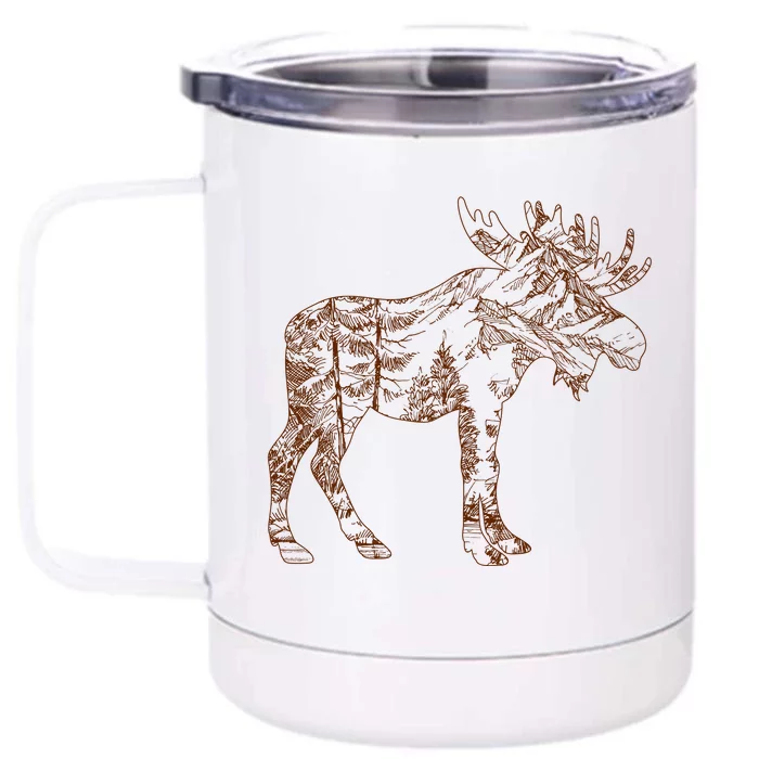 Vintage Nature Lover Moose Forest Front & Back 12oz Stainless Steel Tumbler Cup