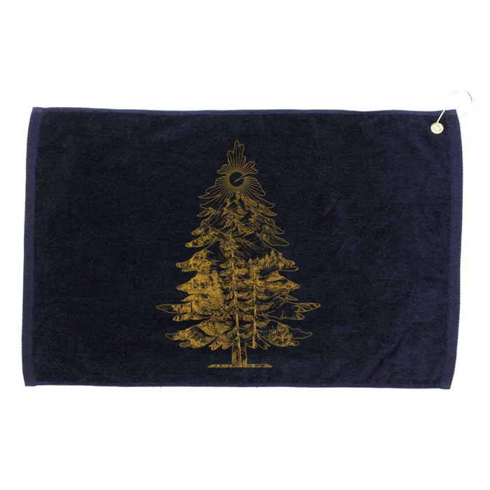 Vintage Nature Lover Pine Tree Forest Grommeted Golf Towel