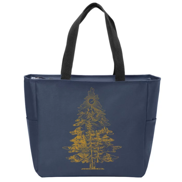 Vintage Nature Lover Pine Tree Forest Zip Tote Bag