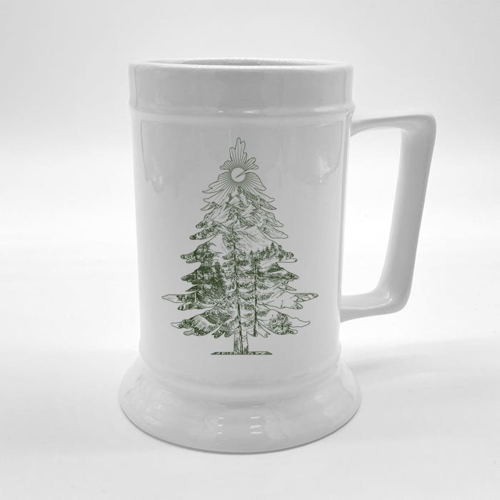 Vintage Nature Lover Pine Tree Forest Front & Back Beer Stein