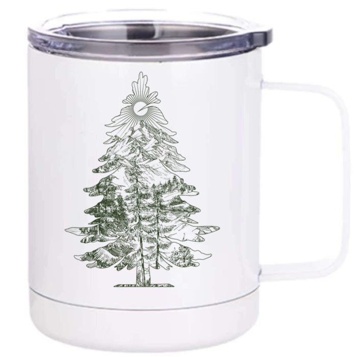 Vintage Nature Lover Pine Tree Forest Front & Back 12oz Stainless Steel Tumbler Cup