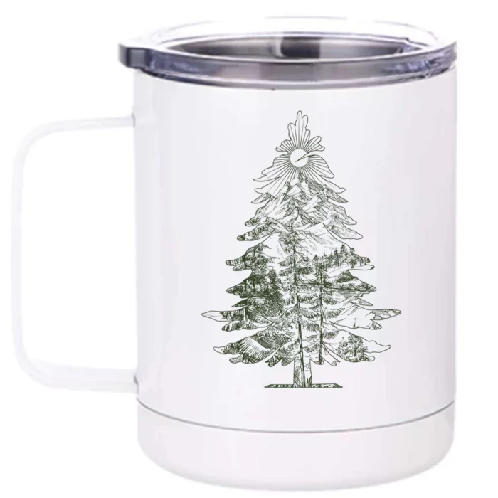 Vintage Nature Lover Pine Tree Forest Front & Back 12oz Stainless Steel Tumbler Cup