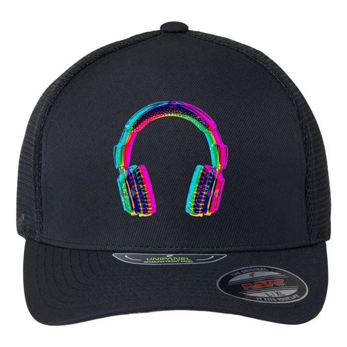 Vintage Neon Headphones Flexfit Unipanel Trucker Cap