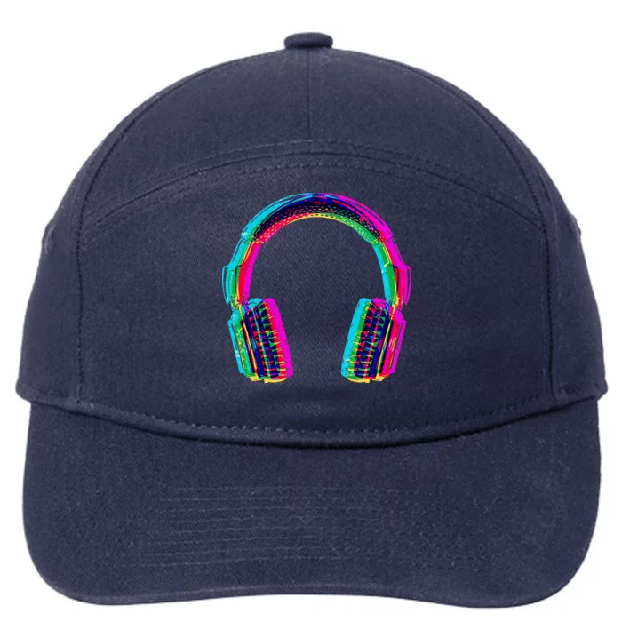 Vintage Neon Headphones 7-Panel Snapback Hat