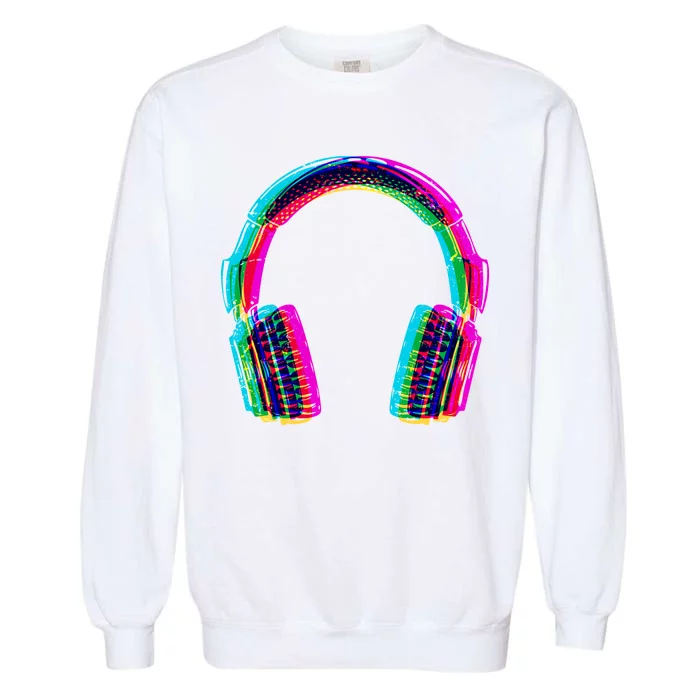 Vintage Neon Headphones Garment-Dyed Sweatshirt