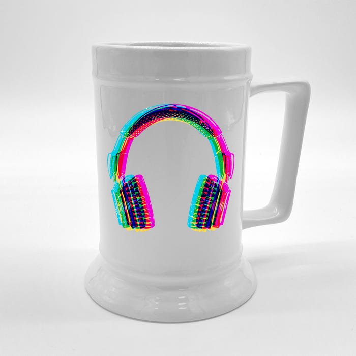 Vintage Neon Headphones Front & Back Beer Stein