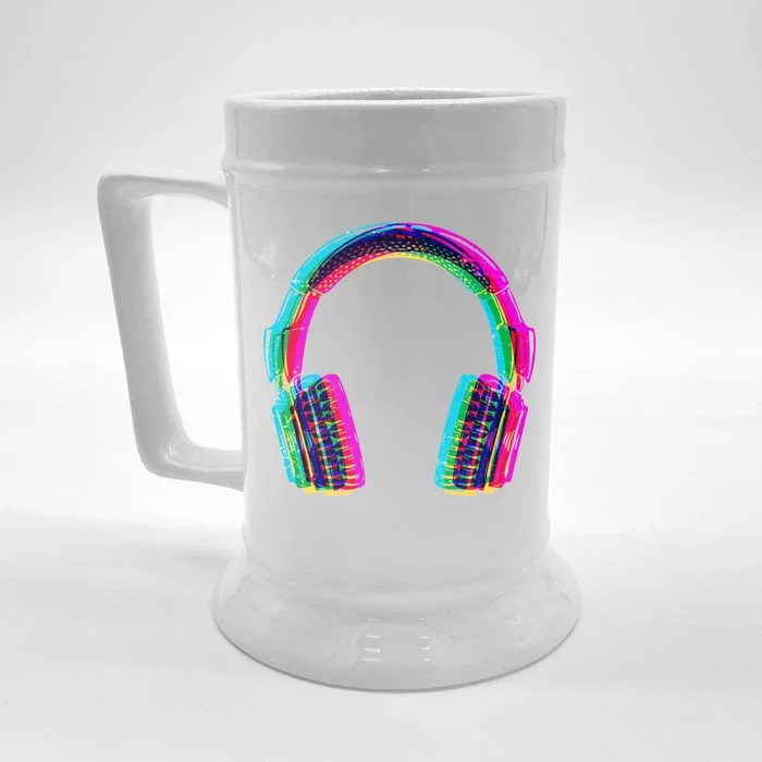 Vintage Neon Headphones Front & Back Beer Stein