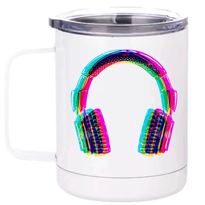 Vintage Neon Headphones Front & Back 12oz Stainless Steel Tumbler Cup