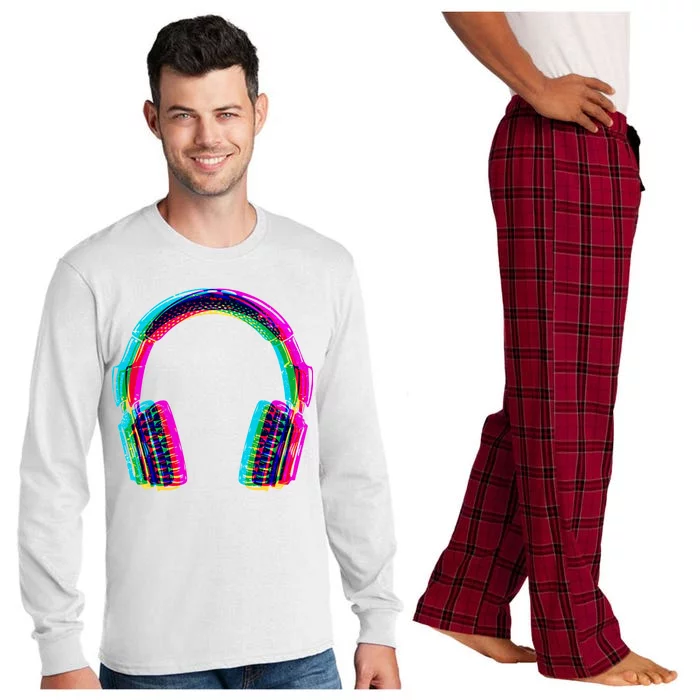 Vintage Neon Headphones Long Sleeve Pajama Set