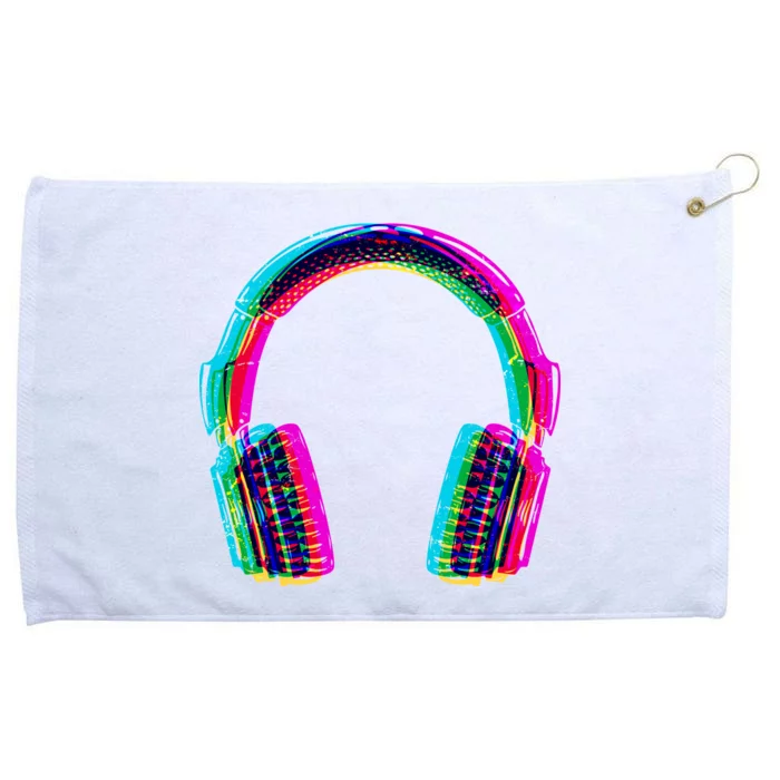 Vintage Neon Headphones Grommeted Golf Towel