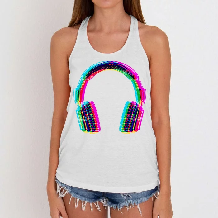 Vintage Neon Headphones Women's Knotted Racerback Tank