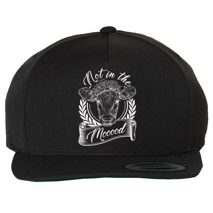 Vintage Not in the Moood Cow Wool Snapback Cap