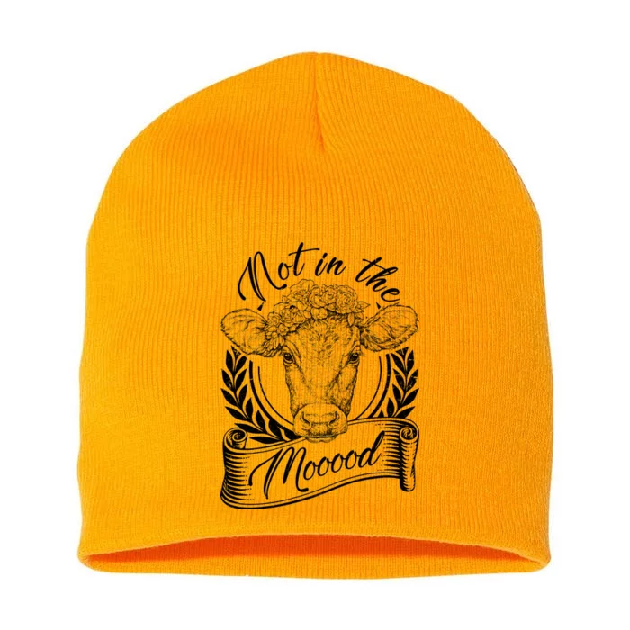 Vintage Not in the Moood Cow Short Acrylic Beanie