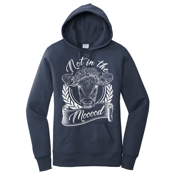 Vintage Not in the Moood Cow Women's Pullover Hoodie