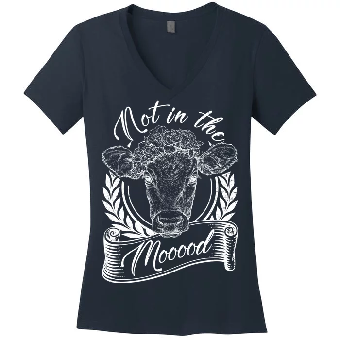 Vintage Not in the Moood Cow Women's V-Neck T-Shirt