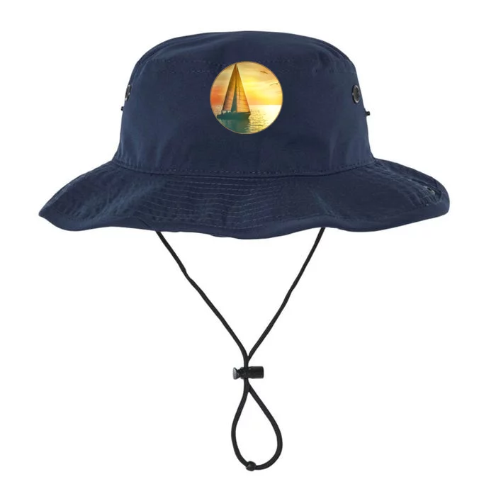 Vintage Ocean Sunset Sailboat Scene Legacy Cool Fit Booney Bucket Hat