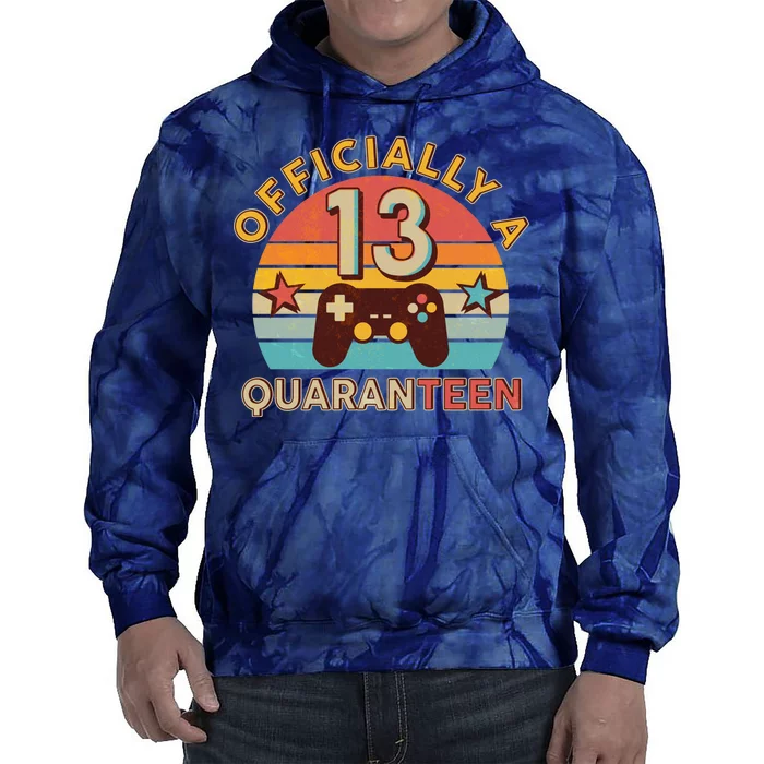 Vintage Officially A Quaranteen 13th Birthday Gamer Tie Dye Hoodie