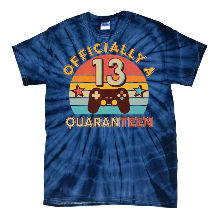 Vintage Officially A Quaranteen 13th Birthday Gamer Tie-Dye T-Shirt