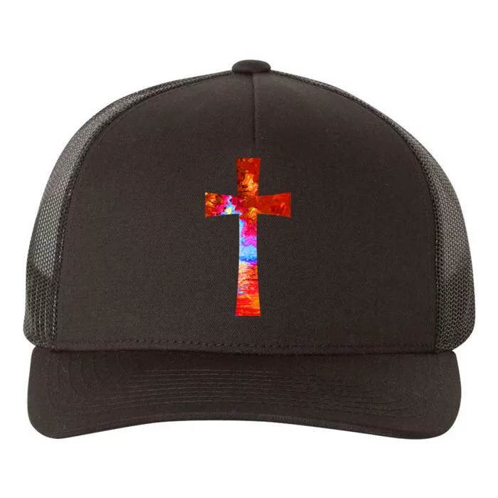 Vintage Oil Christian Cross Cool Pattern Yupoong Adult 5-Panel Trucker Hat