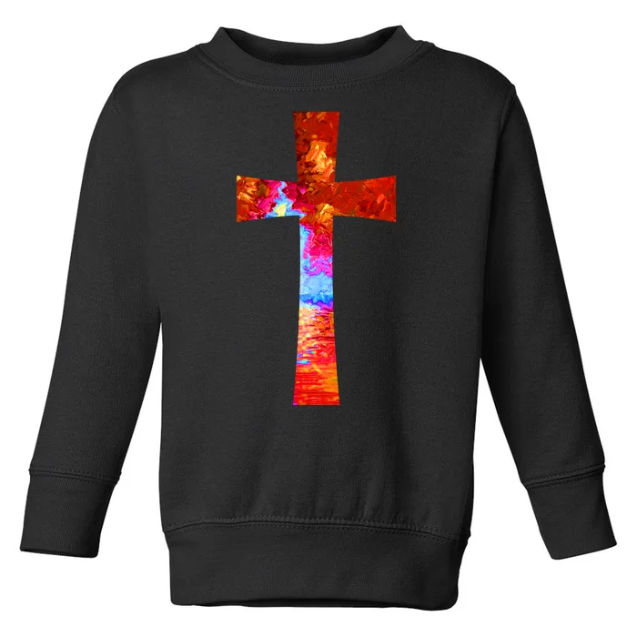 Vintage Oil Christian Cross Cool Pattern Toddler Sweatshirt