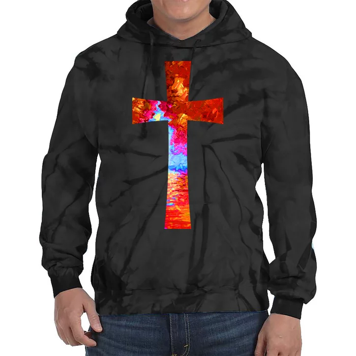 Vintage Oil Christian Cross Cool Pattern Tie Dye Hoodie