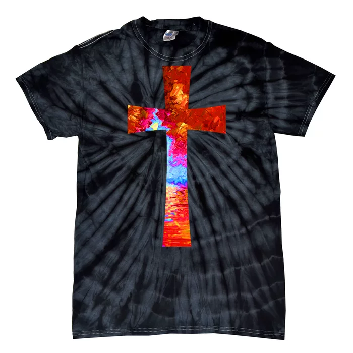 Vintage Oil Christian Cross Cool Pattern Tie-Dye T-Shirt